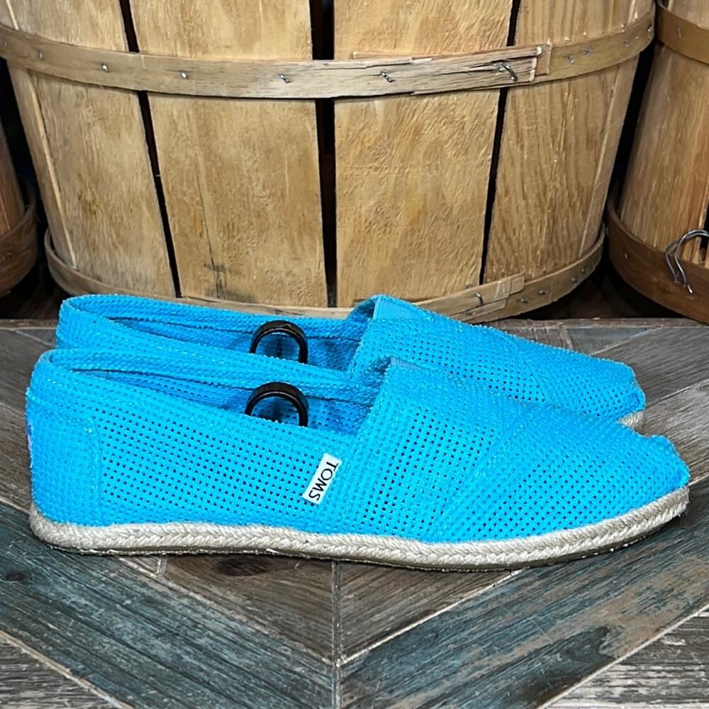 Toms Freetown Classic Turquoise Weave Slip-On Espadrilles Flats Womens Size 8.5